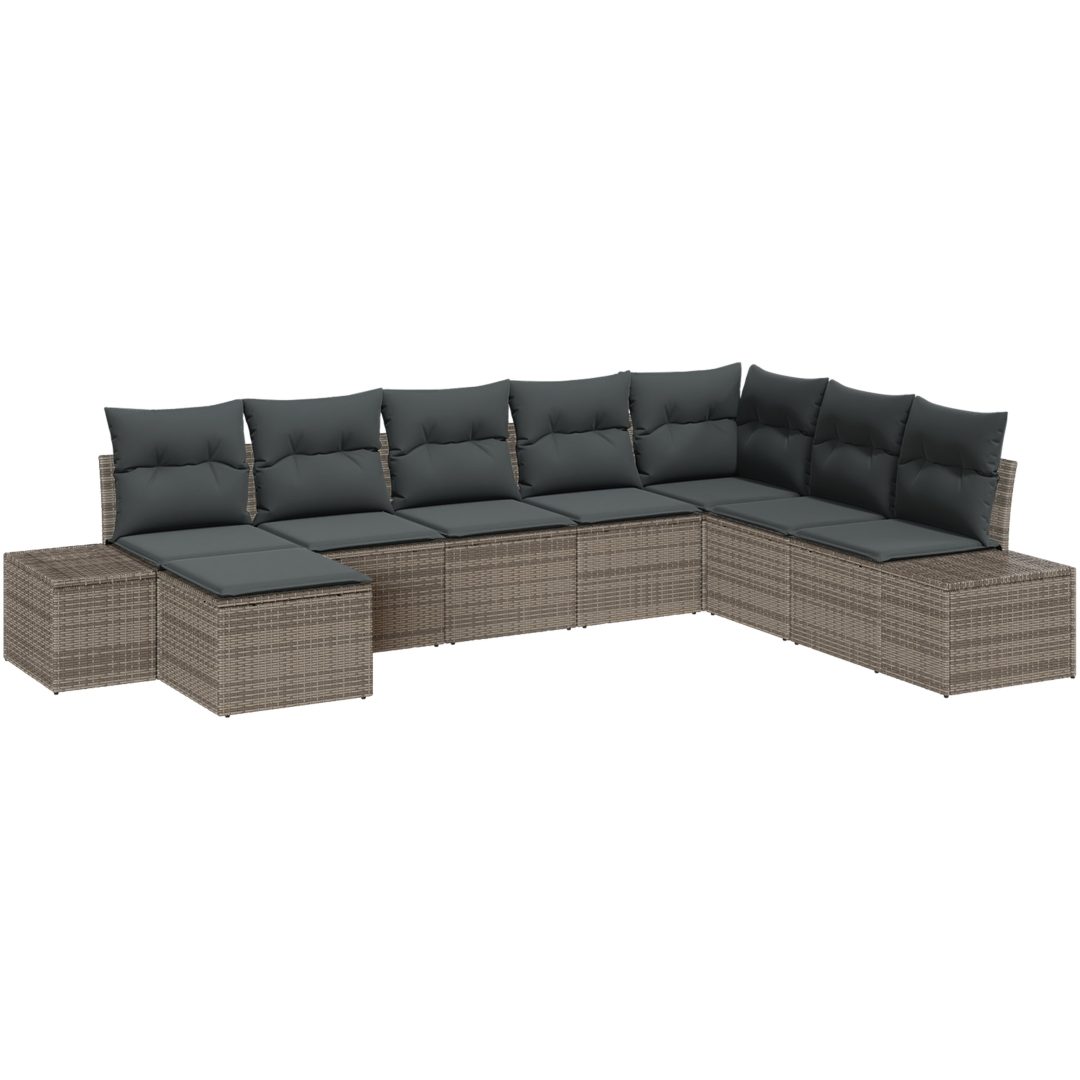 8 Delar Trädgårdsoffset med Dynor Grå Poly Rattan vidaXL 319 x 209 x 85 cm – bild 2