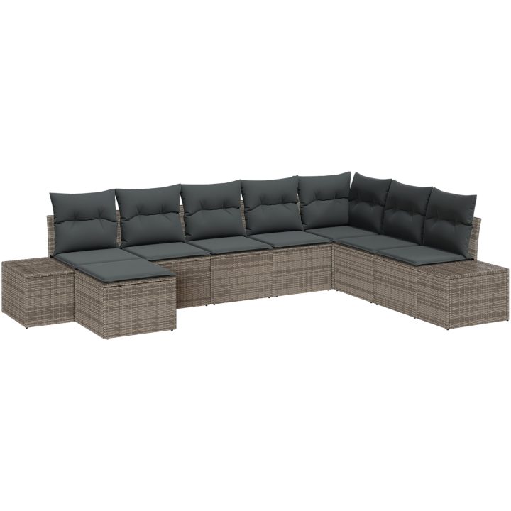 8 Delar Trädgårdsoffset med Dynor Grå Poly Rattan vidaXL 319 x 209 x 85 cm – bild 2