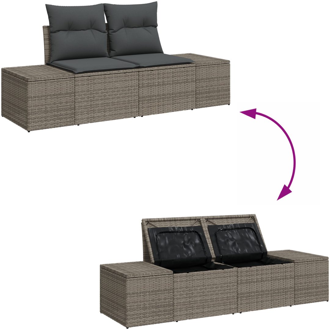 8 Delar Trädgårdsoffset med Dynor Grå Poly Rattan vidaXL 319 x 209 x 85 cm – bild 10