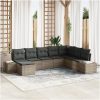 8 Delar Trädgårdsoffset med Dynor Grå Poly Rattan vidaXL 319 x 209 x 85 cm – miniatyr 1