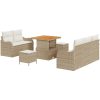 8 Delar Trädgårdsoffset med Kuddar Beige Poly Rattan Akacia vidaXL Stor – miniatyr 2