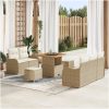 8 Delar Trädgårdsoffset med Kuddar Beige Poly Rattan Akacia vidaXL Stor – miniatyr 1