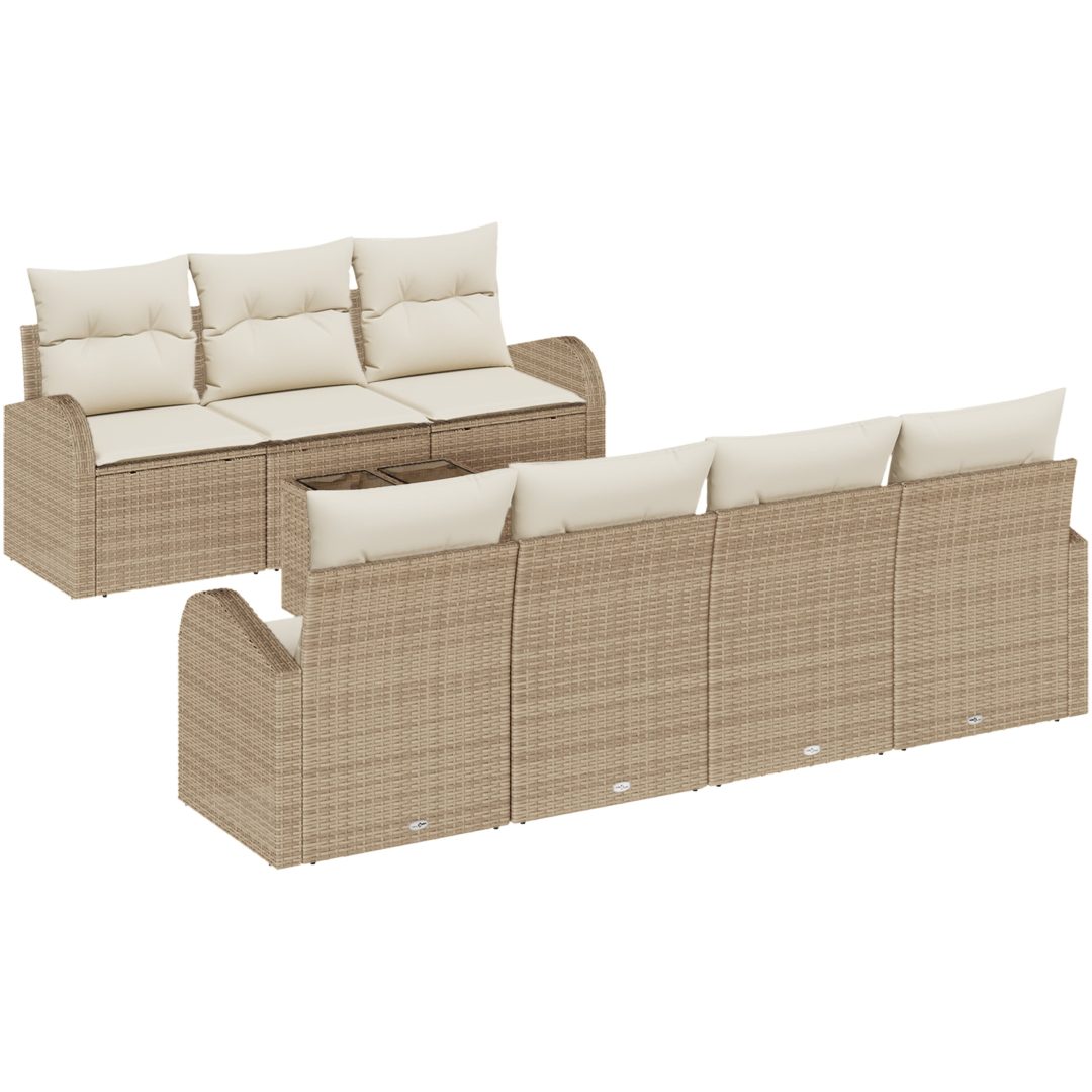 8 Delar Trädgårdsoffset med Kuddar Beige Polyrotting vidaXL 55 x 55 x 37 cm – bild 2