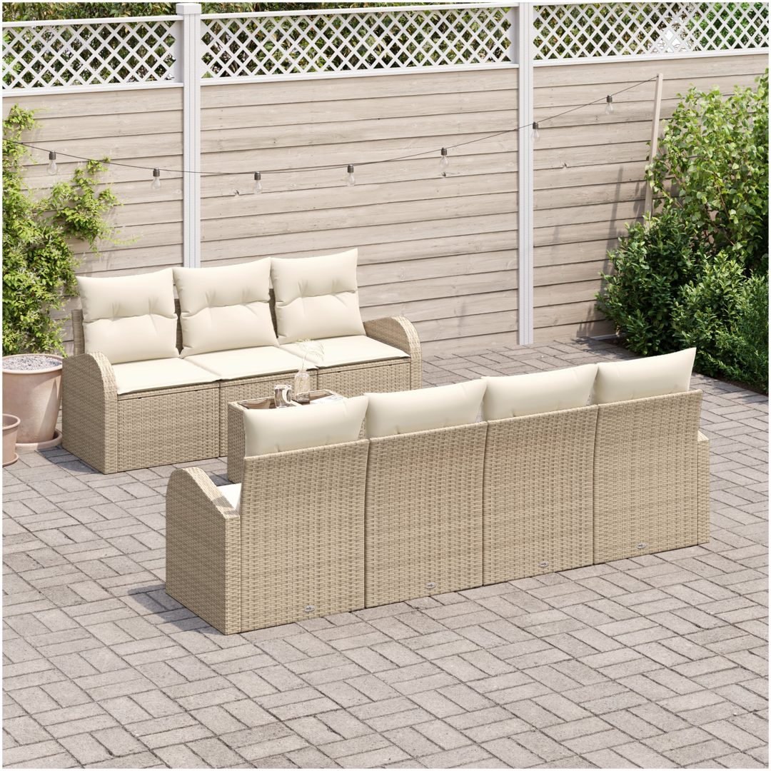 8 Delar Trädgårdsoffset med Kuddar Beige Polyrotting vidaXL 55 x 55 x 37 cm – bild 3