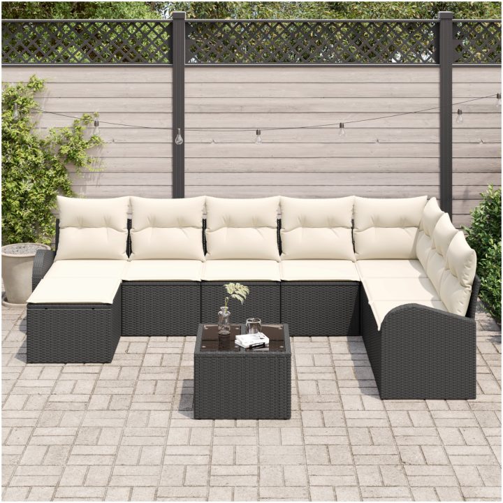 8 Delar Trädgårdsoffset med Kuddar Brun Poly Rattan vidaXL 55 x 55 x 37 cm – bild 3