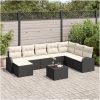 8 Delar Trädgårdsoffset med Kuddar Brun Poly Rattan vidaXL 55 x 55 x 37 cm – miniatyr 1