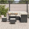 8 Delar Trädgårdsoffset med kuddar Svart Poly Rattan Akacia vidaXL Stor – miniatyr 3