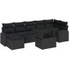8 delar trädgårdssoffa med kuddar i svart poly rattan vidaXL 100 x 55 x 73 cm – miniatyr 2