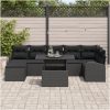 8 delar trädgårdssoffa med kuddar i svart poly rattan vidaXL 100 x 55 x 73 cm – miniatyr 3