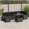 8 delar trädgårdssoffa med kuddar i svart poly rattan vidaXL 100 x 55 x 73 cm – miniatyr 1