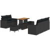 8 Delar Trädgårdssoffa Set med Kuddar Svart Poly Rattan Akacia vidaXL Stor – miniatyr 2