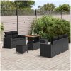 8 Delar Trädgårdssoffa Set med Kuddar Svart Poly Rattan Akacia vidaXL Stor – miniatyr 3