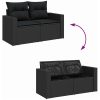 8 Delar Trädgårdssoffa Set med Kuddar Svart Poly Rattan Akacia vidaXL Stor – miniatyr 9