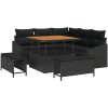 8 Delar Trädgårdssoffset med Kuddar Svart Poly Rattan Akacia vidaXL Medium – miniatyr 2