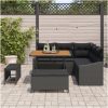 8 Delar Trädgårdssoffset med Kuddar Svart Poly Rattan Akacia vidaXL Medium – miniatyr 3