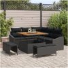 8 Delar Trädgårdssoffset med Kuddar Svart Poly Rattan Akacia vidaXL Medium – miniatyr 1