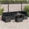 8 Delar Trädgårdssoffset med Kuddar Svart Poly Rattan vidaXL Stor – miniatyr 1