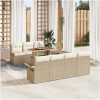 8-delares soffgrupp för trädgården med kuddar i beige poly-rattan och akacia vidaXL 100 x 55 x 73 cm – miniatyr 1