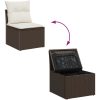 8 Delars Gartsofa Set med Kuddar Brun Poly Rattan vidaXL Medium – miniatyr 6