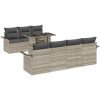 8-delars loungemöbel för trädgården med ljusgråa kuddar i polyrotting vidaXL 100 x 55 x 73 cm – miniatyr 2
