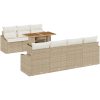 8-delars matgrupp med kuddar i beige, poly rattan och akacia. vidaXL 100 x 55 x 73 cm – miniatyr 2