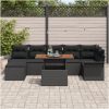 8-delars matgrupp med kuddar i svart poly-rotning och akacia. vidaXL 100 x 55 x 73 cm – miniatyr 3