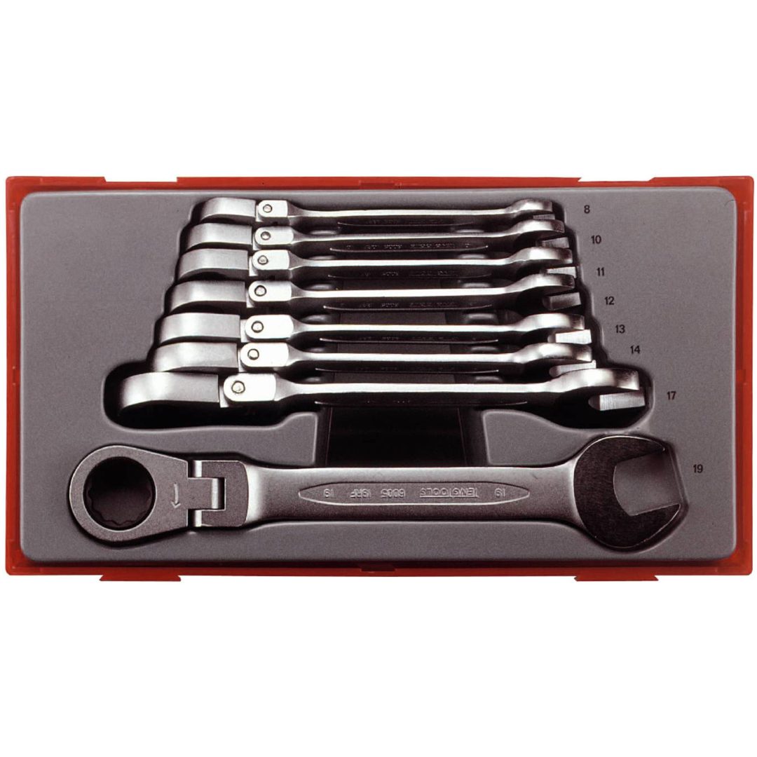 8 delars sats med Ledbara U-ringspärrnycklar TT6508RF Teng Tools U-RINGSPÄRRNYCKELSATS 6508RF