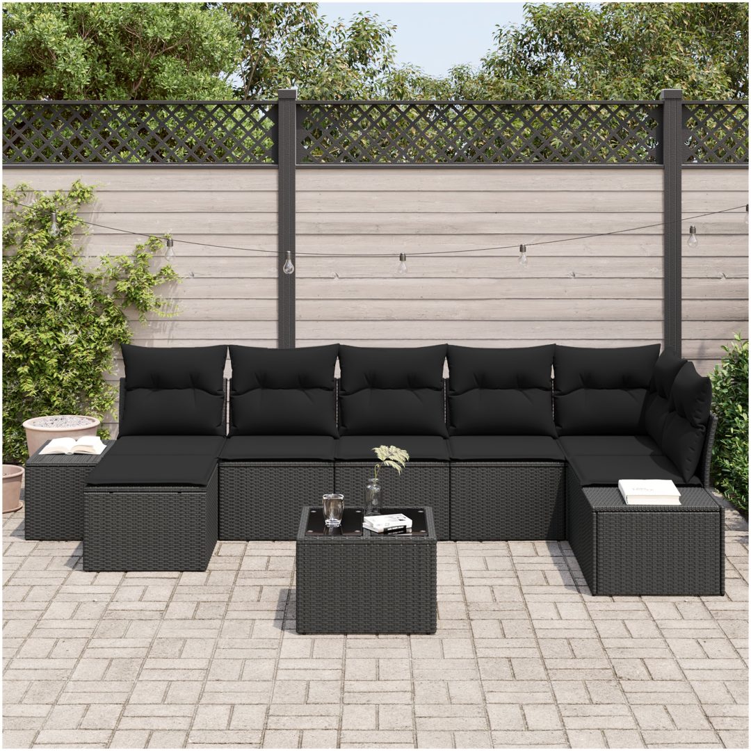 8-delars Sofagrupp med Kuddar Beige Poly Rattan vidaXL 55 x 55 x 37 cm – bild 3
