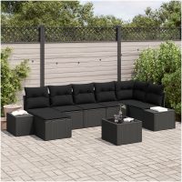 8-delars Sofagrupp med Kuddar Beige Poly Rattan vidaXL