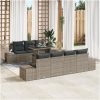 8-delars soffa med kuddar, grå poly rattan vidaXL 100 x 55 x 73 cm – miniatyr 1