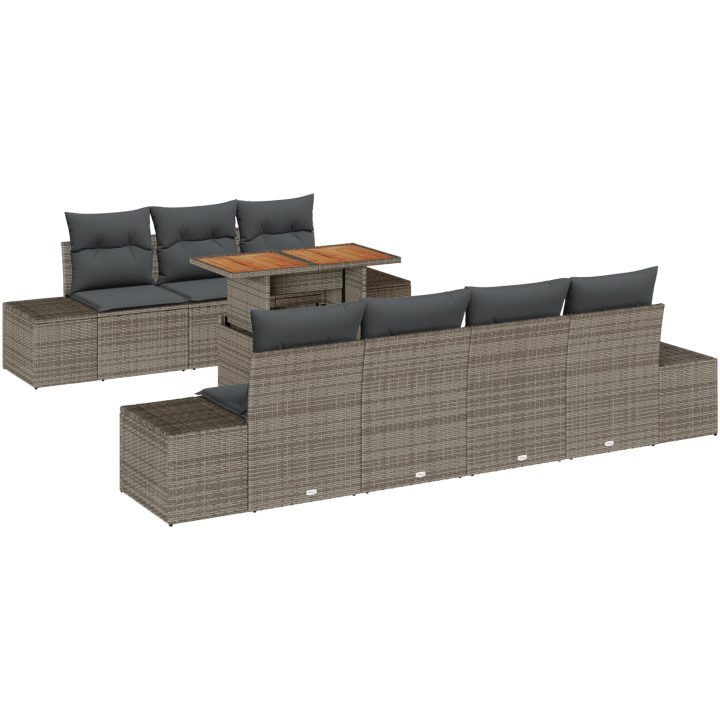 8-delars soffa med kuddar i grå poly rattan vidaXL 100 x 55 x 73 cm – bild 2