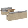 8-delars soffgrupp för trädgården med kuddar i beige poly-rattan och akacia vidaXL 100 x 55 x 73 cm – miniatyr 2