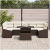 8-delars soffgrupp med kuddar, brun polyrotting vidaXL 100 x 55 x 73 cm – miniatyr 3