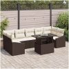 8-delars soffgrupp med kuddar, brun polyrotting vidaXL 100 x 55 x 73 cm – miniatyr 1