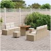 8-delars soffgrupp med kuddar i beige poly rattan och akacia vidaXL Medium – miniatyr 3