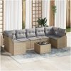 8-delars soffgrupp med kuddar i beige poly rattan vidaXL 55 x 55 x 37 cm – miniatyr 1