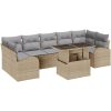 8-delars soffgrupp med kuddar i beige polyrotin vidaXL 100 x 55 x 73 cm – miniatyr 2