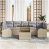 8-delars soffgrupp med kuddar i beige polyrotin vidaXL 100 x 55 x 73 cm – miniatyr 3