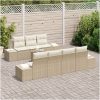 8-delars soffgrupp med kuddar i beige polyrotting och akacia vidaXL 55 x 55 x 37 cm – miniatyr 3