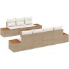 8-delars soffset för trädgården med kuddar i beige poly-rattan och akacia vidaXL 55 x 55 x 37 cm – miniatyr 2