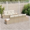 8-delars soffset för trädgården med kuddar i beige poly-rattan och akacia vidaXL 55 x 55 x 37 cm – miniatyr 3