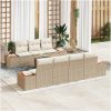 8-delars soffset för trädgården med kuddar i beige poly-rattan och akacia vidaXL 55 x 55 x 37 cm – miniatyr 1