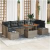 8-delars soffset med kuddar i grå poly rattan vidaXL 100 x 55 x 73 cm – miniatyr 1
