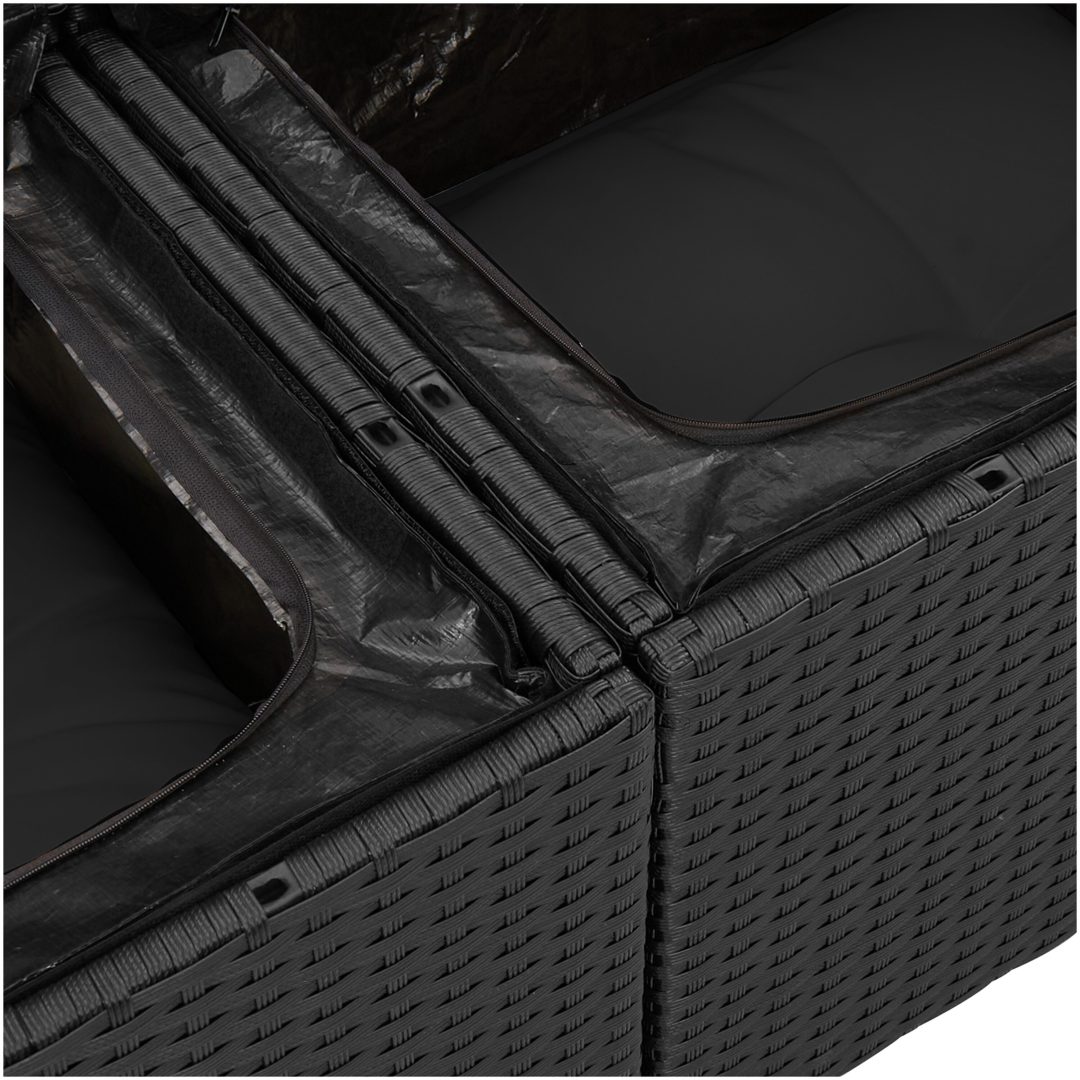 8-delars sofftset med kuddar i svart polyrotting vidaXL Stor – bild 9