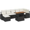 8-delars Trädgårds Dining Set med Kuddar Svart Poly Rottning Akacia vidaXL 100 x 55 x 73 cm – miniatyr 2