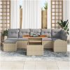 8-delars Trädgårds Matset med Kuddar Beige Poly Rattan Akacia vidaXL 100 x 55 x 73 cm – miniatyr 3