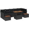 8-delars trädgårdsgrupp med kuddar i svart poly rattan och akacia vidaXL 100 x 55 x 73 cm – miniatyr 2
