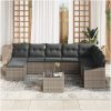 8-delars trädgårdsmatgrupp med kuddar, svart Poly Rattan vidaXL 55 x 55 x 37 cm – miniatyr 3
