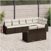 8-delars trädgårdsmatsalsset med kuddar i brun poly-rattan vidaXL 288.5 x 123.5 x 85 cm – miniatyr 3