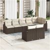 8-delars trädgårdsmatsalsset med kuddar i brun poly-rattan vidaXL 288.5 x 123.5 x 85 cm – miniatyr 1
